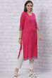 Pink LIVA Straight Kurta image number 3